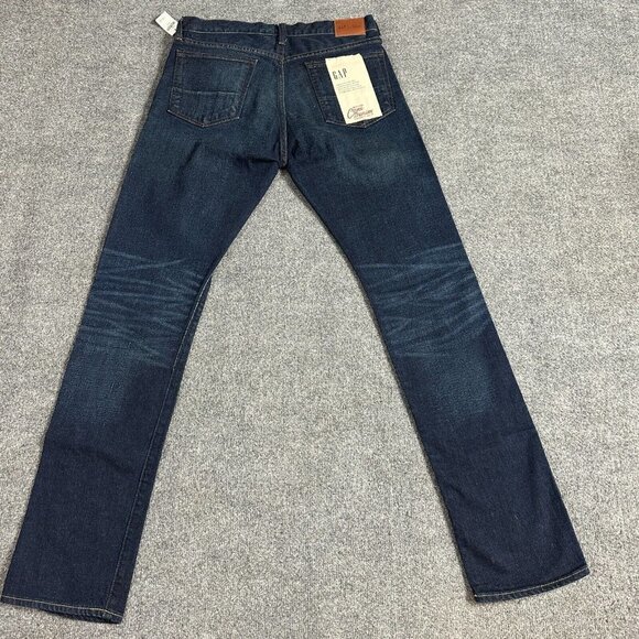 Gap Selvedge Jeans 32 x 34 Blue Slim Cotton Blend Straight Cone Oak Oldstock NEW
